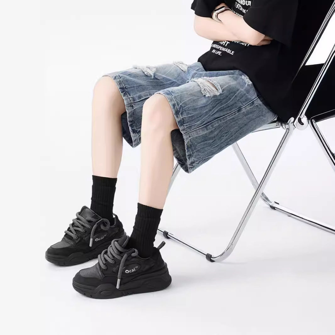 Washed Old Beautiful Ripped Denim Shorts