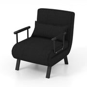 Folding 6 Position Convertible Sleeper Bed Armchair Lounge Couch with Pillow-Black