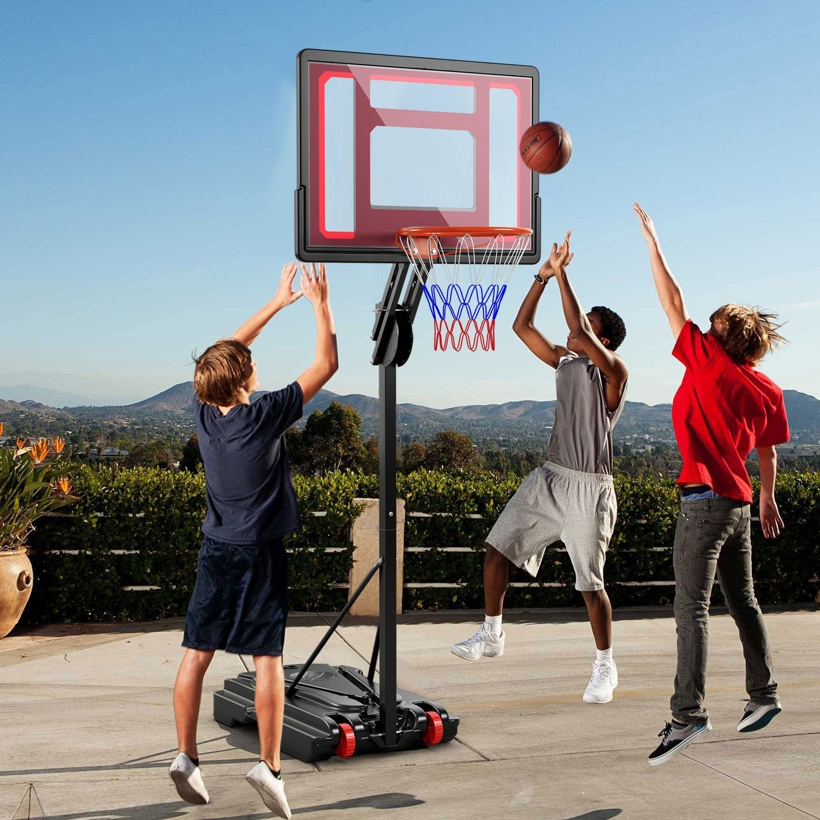 Basketball Hoop with 5-10 Feet Adjustable Height for Indoor Outdoor