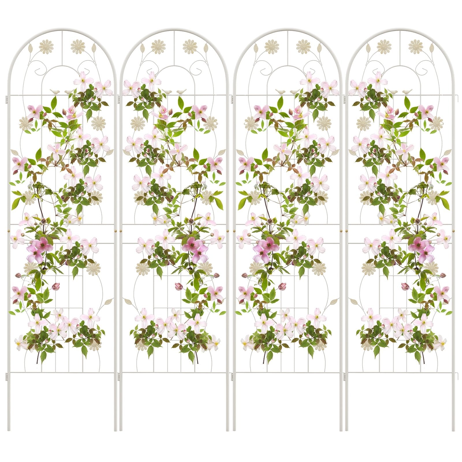 4 Pack 71 x 20 Inches Metal Garden Trellis for Climbing Plants-White