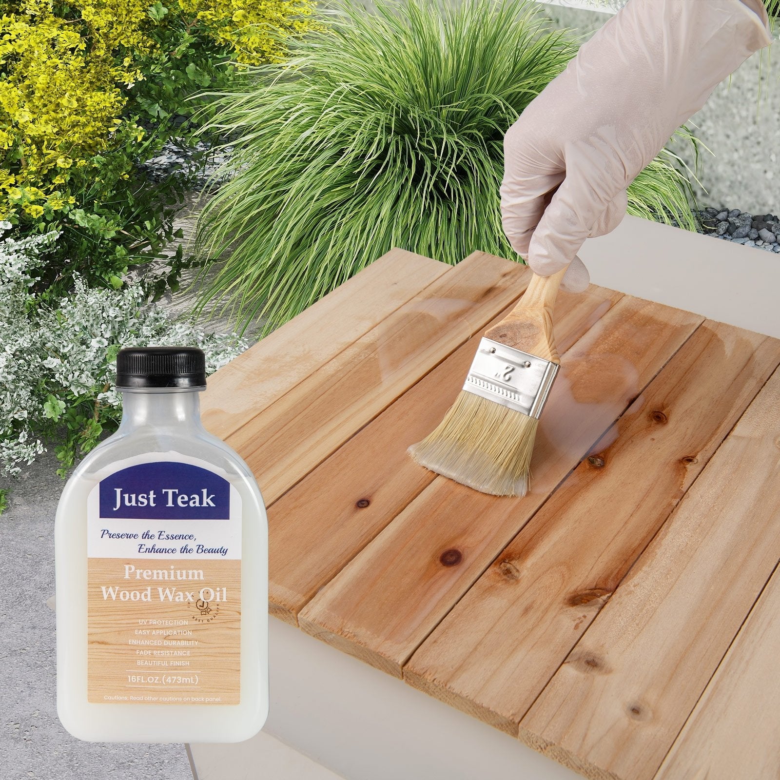 Wood Wax Oil for Outdoor and Indoor Furniture Teak Care Kit to Restore and Protect Wood