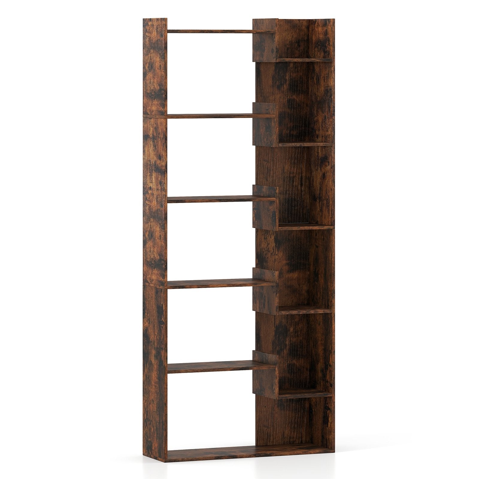 6-Tier Bookshelf Wooden Bookcase with 2 Anti-Tipping Kits Open Display Shelf-Black