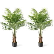 2 Pack 4.2 Feet Tall Artificial Palm Paradise Plant Large Fake Potted Tree-Green