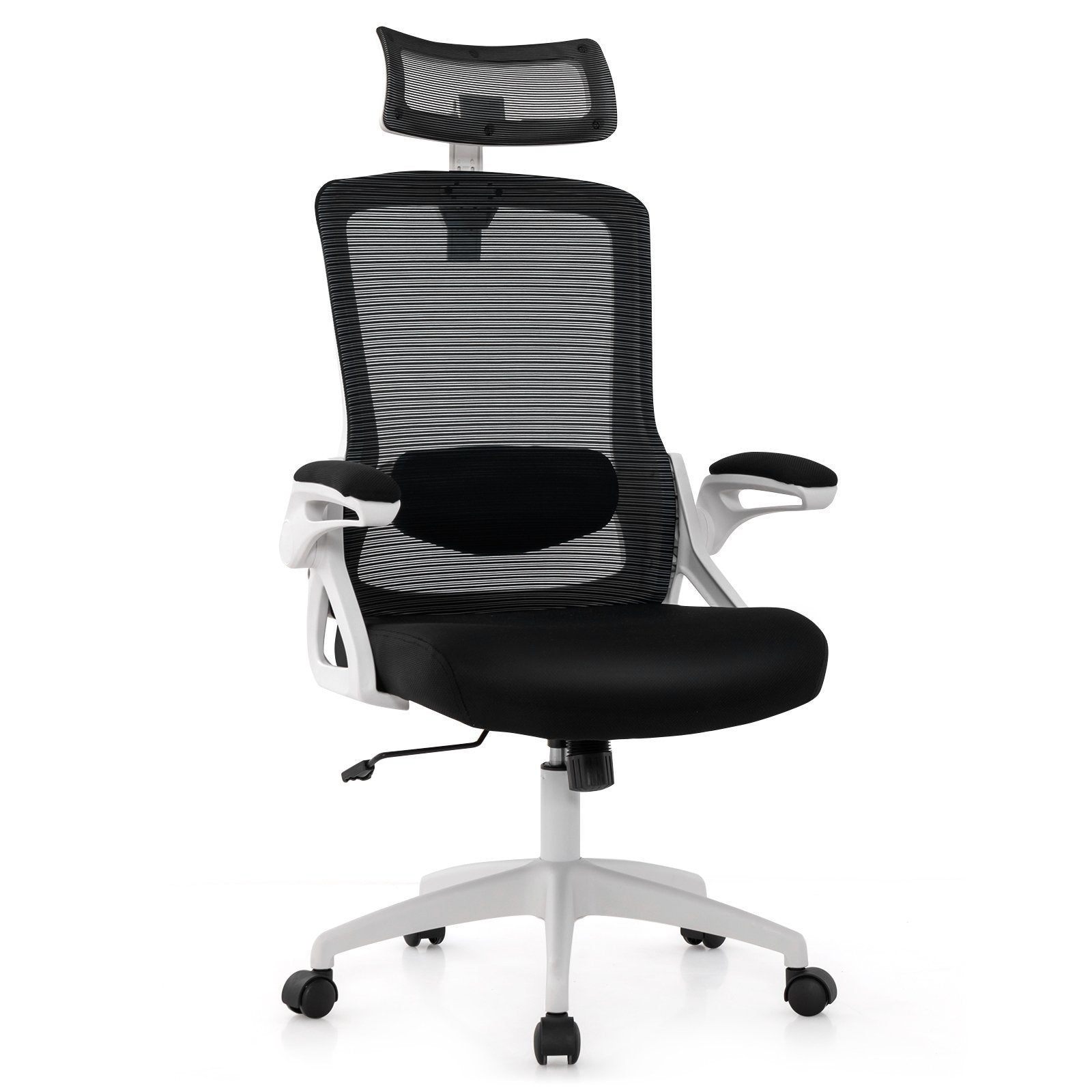 Adjustable Swivel Task Chair Ergonomic Office Chair with Adjustable Lumbar Support-Black