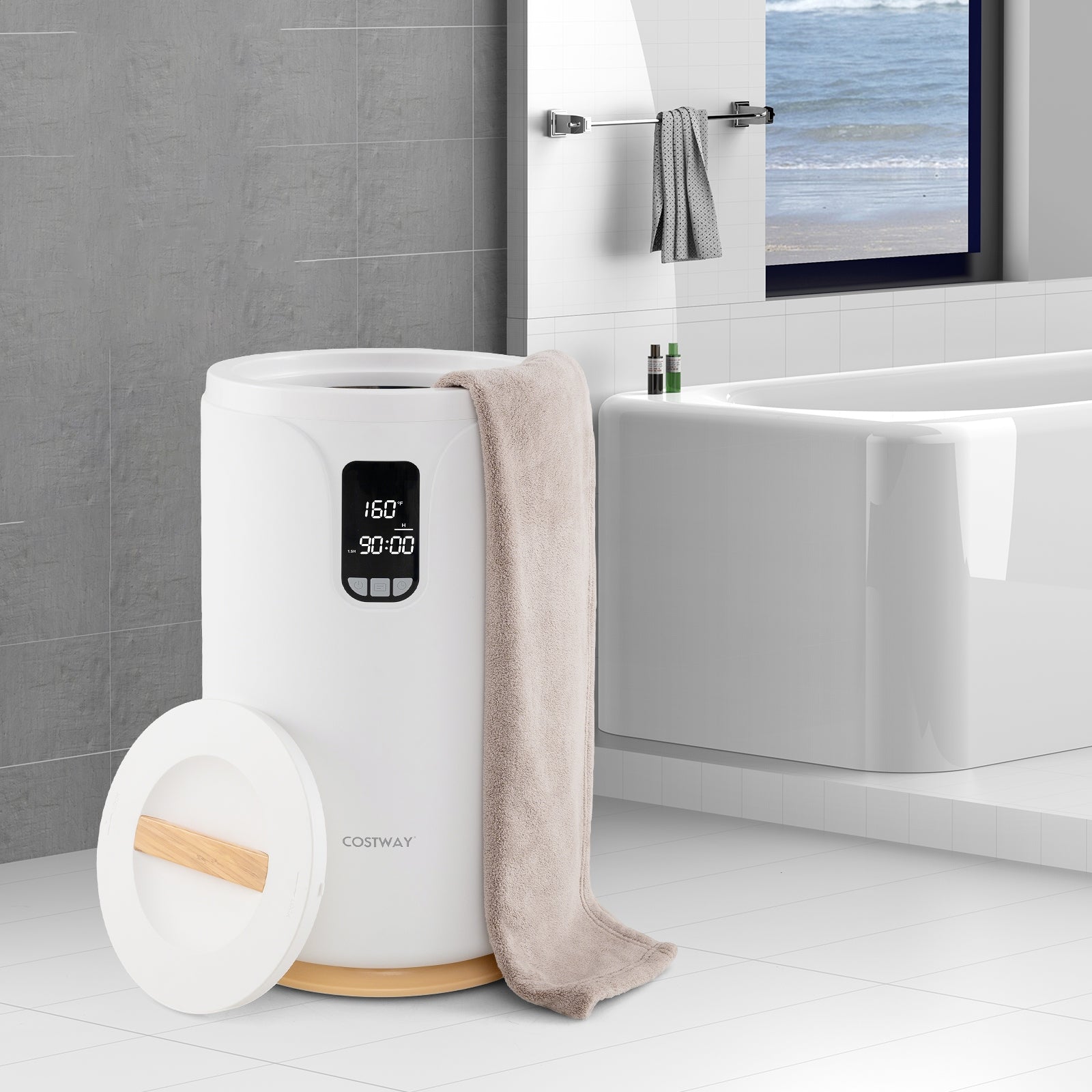 20L Hot Towel Warmer Bucket with 30/60/90 Min Heating Time-White