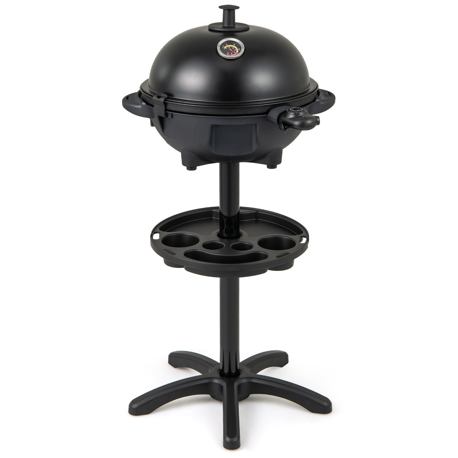 Electric BBQ Grill 1200W Indoor Outdoor Grill with 2-Zone Non-Stick Grilling Plate-Black