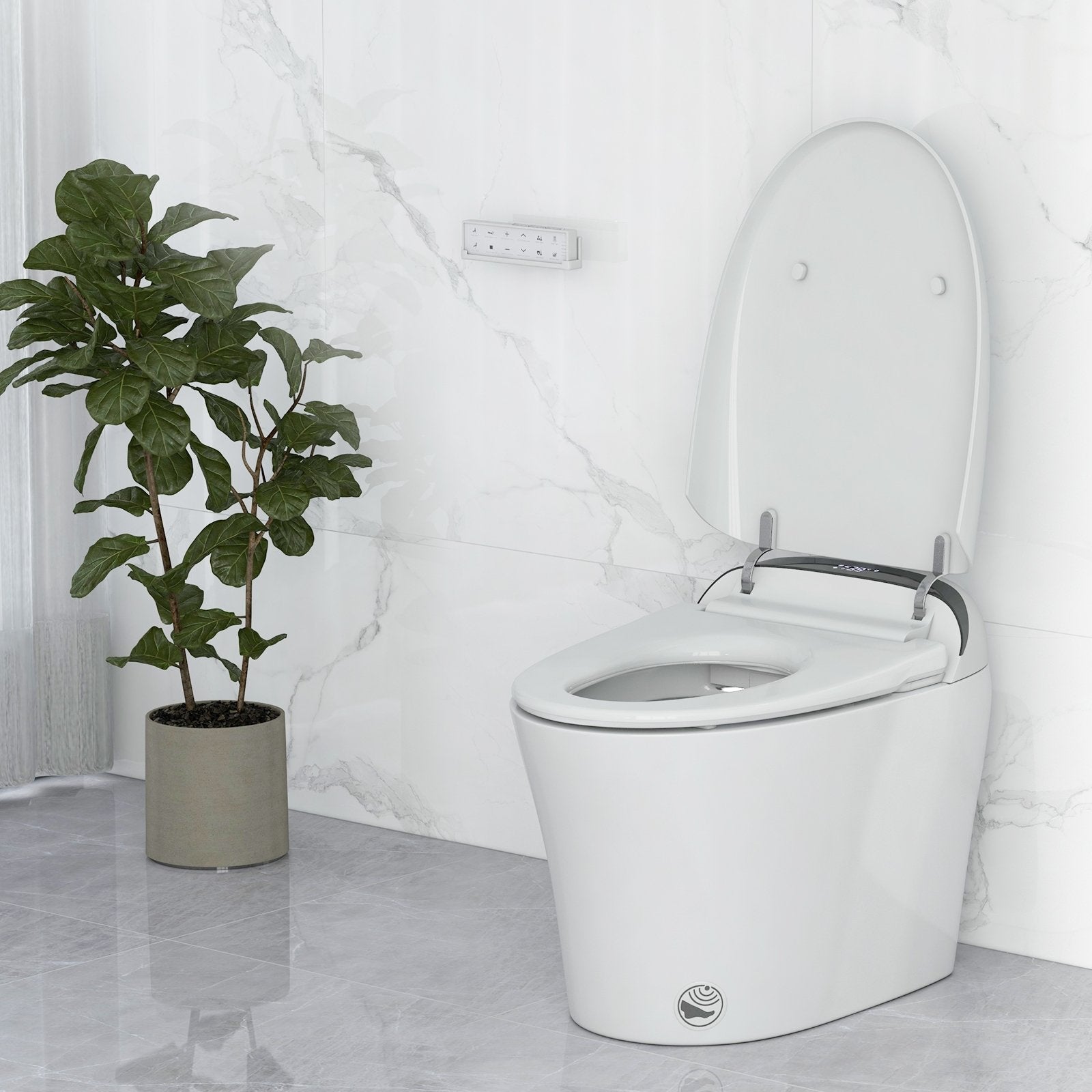 One-Piece Elongated Smart Toilet Bidet 1.28 GPF  Dual-flush