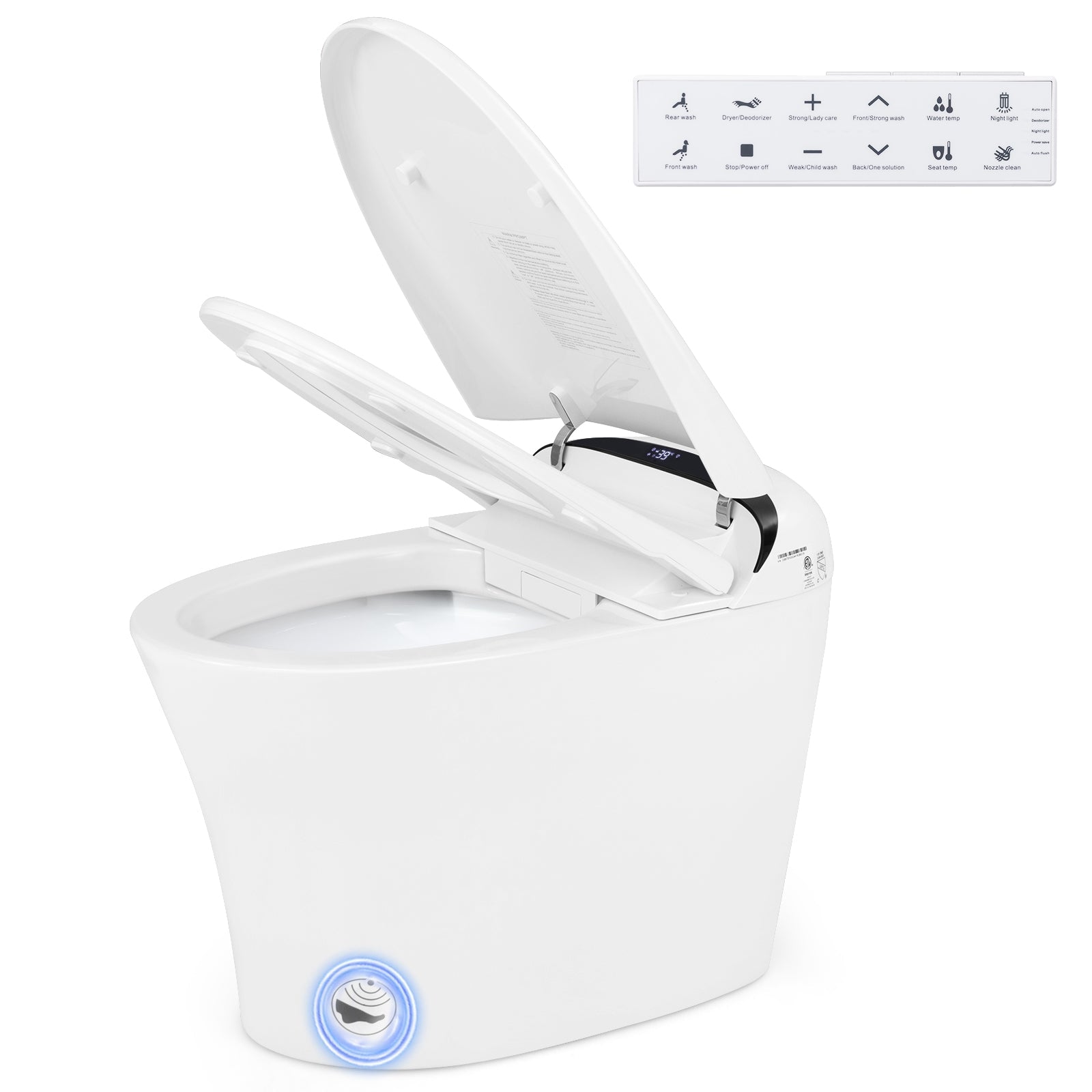 One-Piece Elongated Smart Toilet Bidet 1.28 GPF  Dual-flush