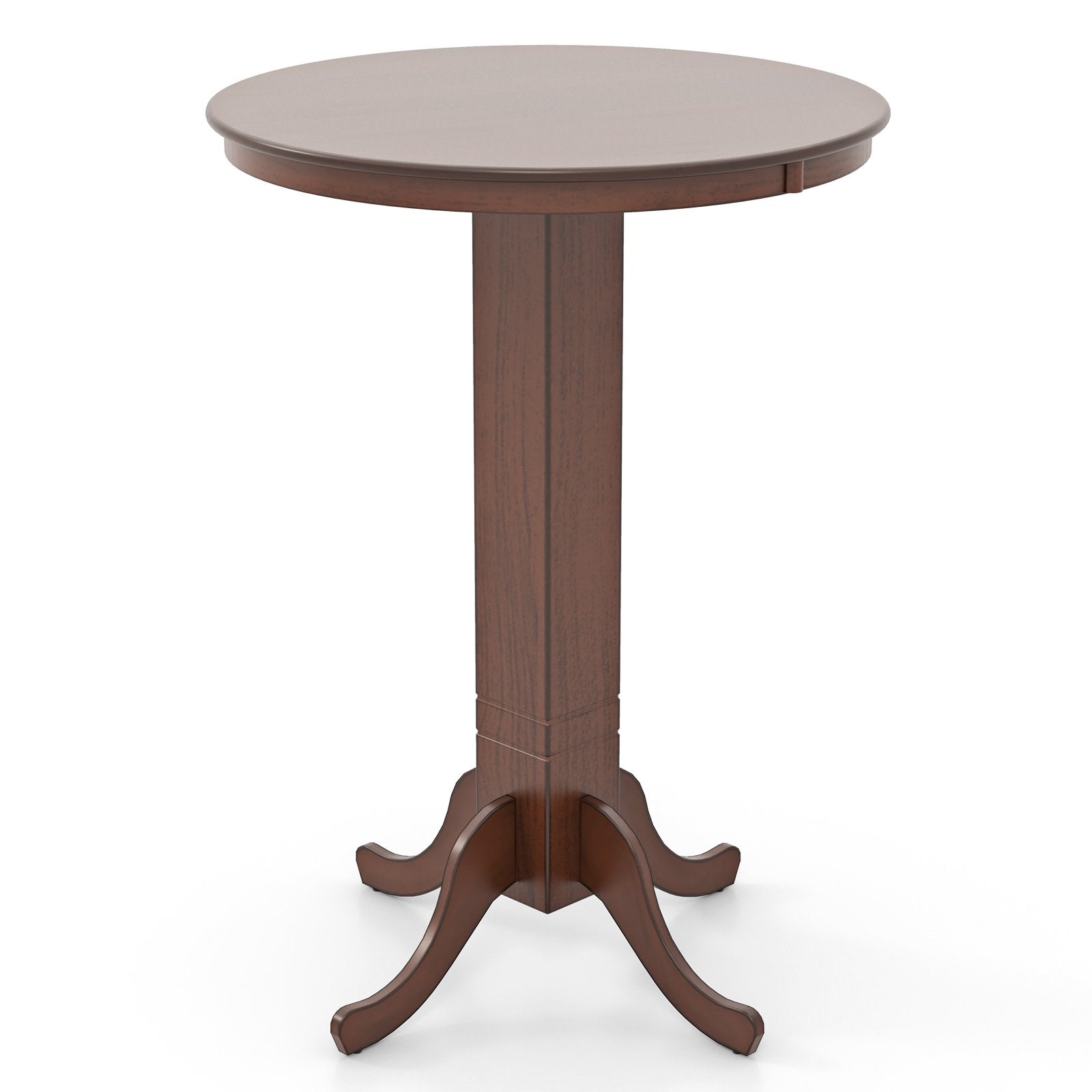 Wood Pub Round Dining Table with Pedestal Base