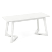 42 Inch Modern Entryway Bench Long Dining Bench with Rubber Wood Legs-White