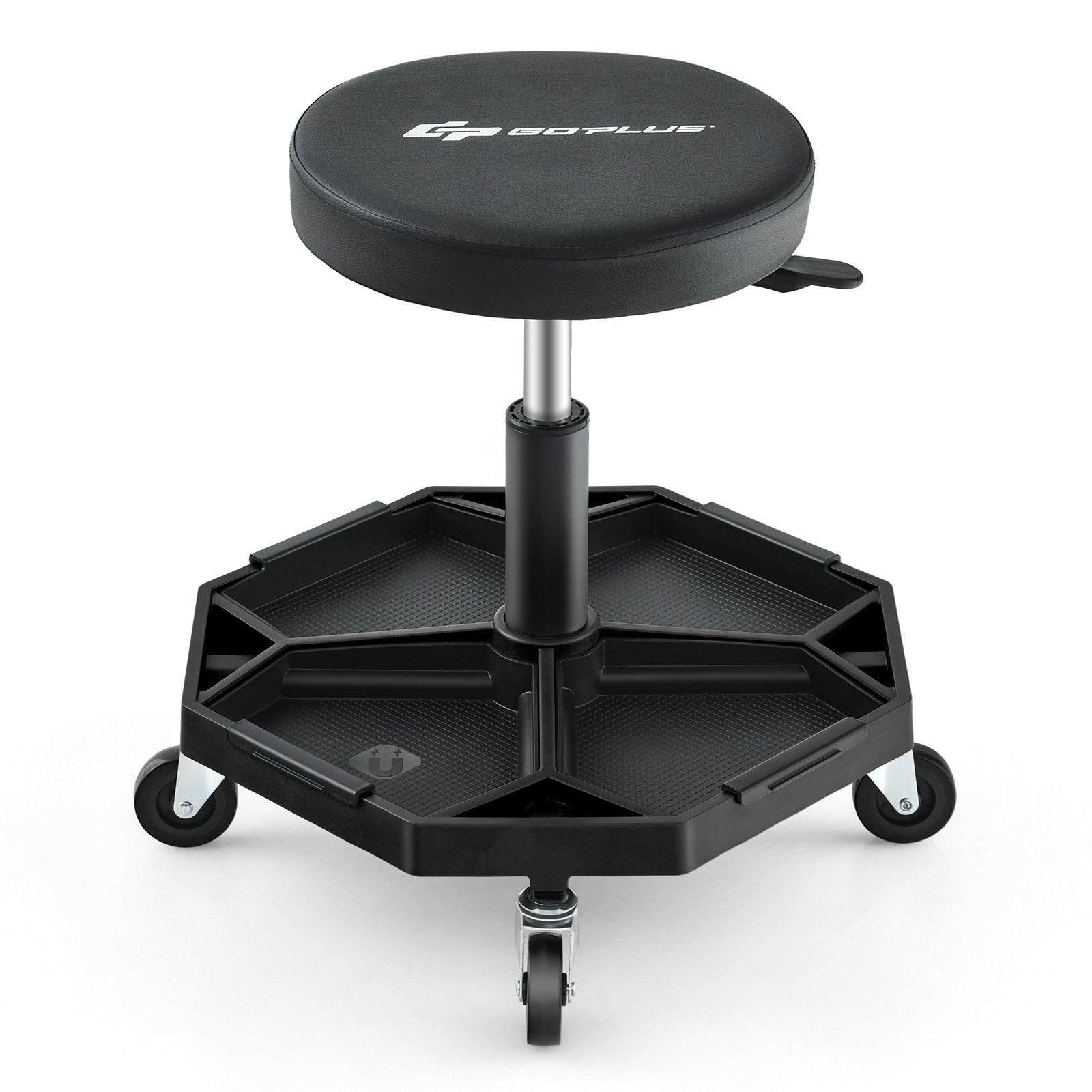 330 LBS Capacity Pneumatic Rolling Mechanic Stool with Padded Seat-Black