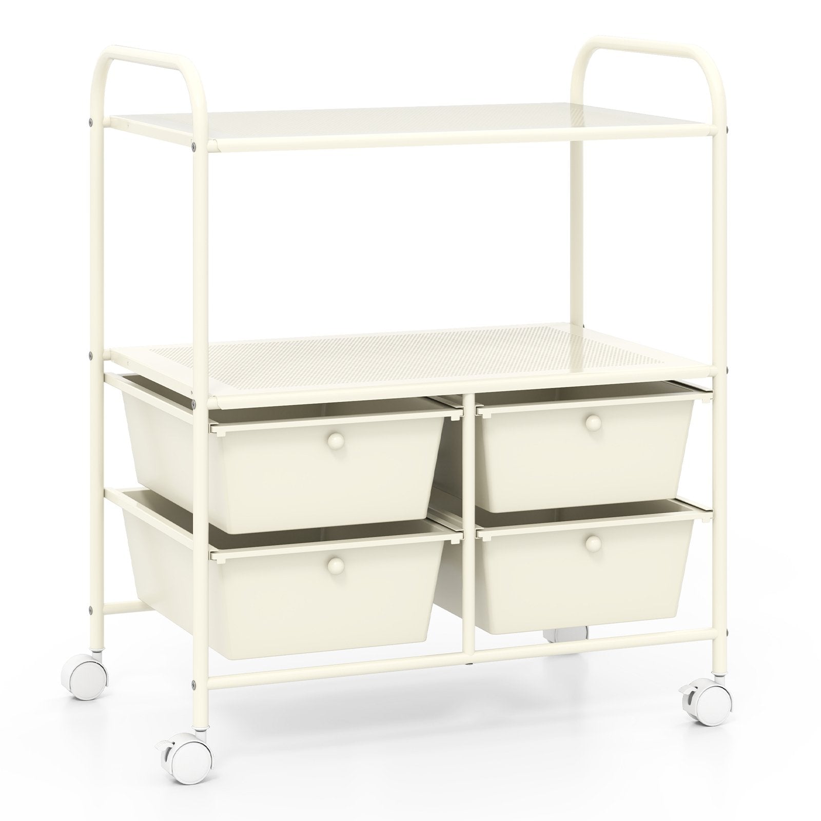 12-Drawer Rolling Storage Cart with Removable Drawers and Lockable Wheels-White