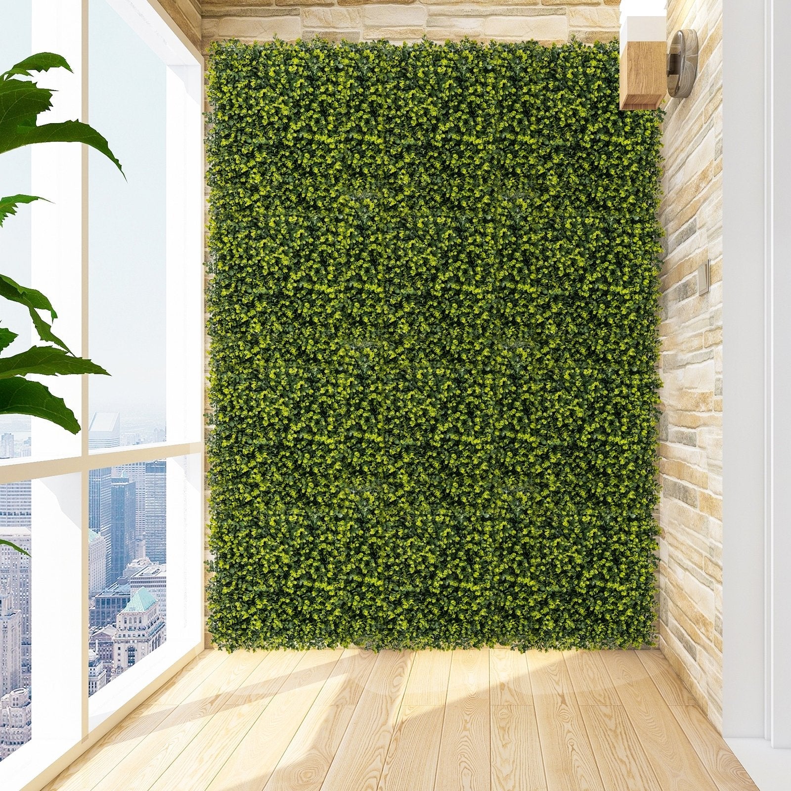 12 Pieces 20 Inch x 20 Inch Artificial Hedge Eucalyptus Panels