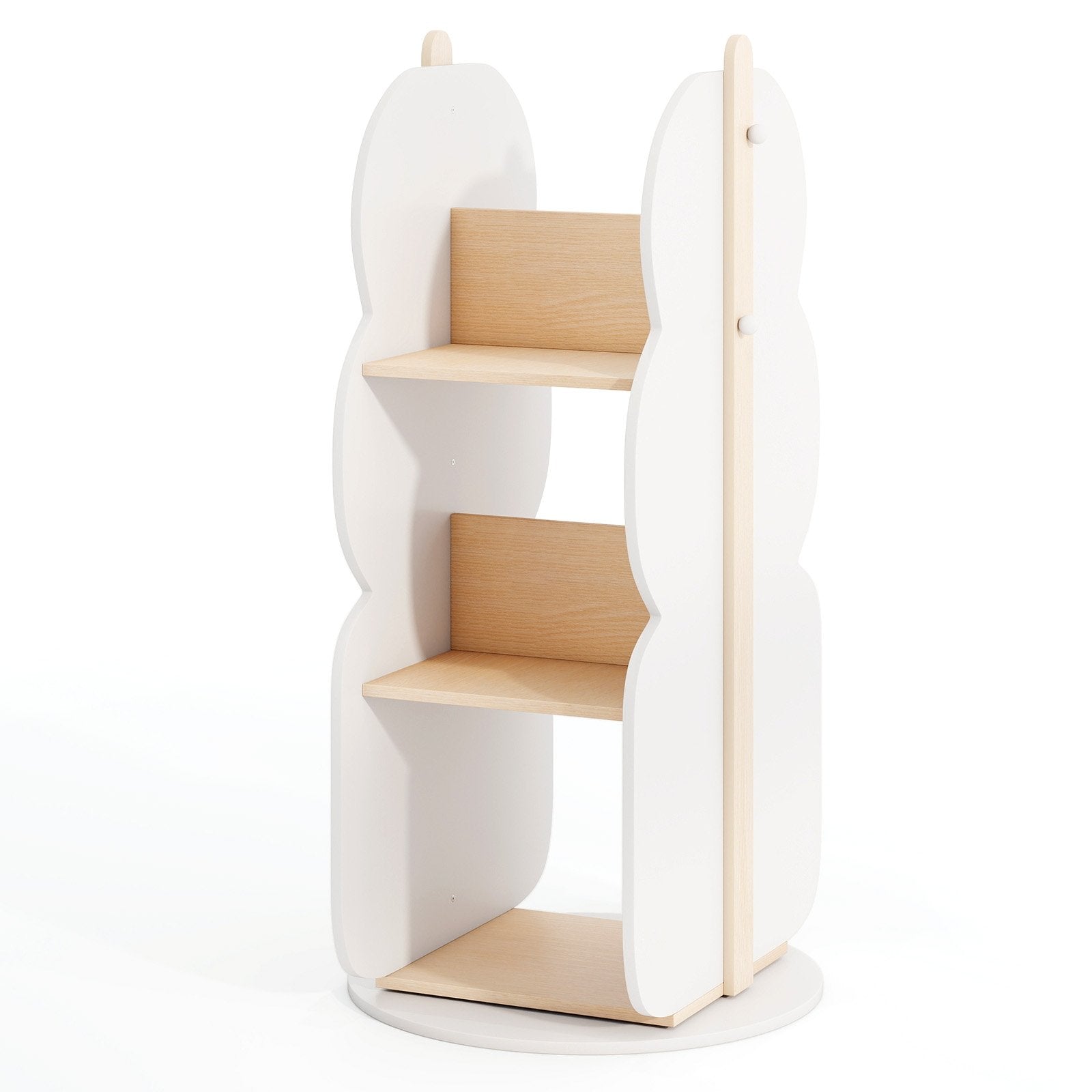 360° Kid's Rotating Bookshelf Toy Storage Organizer with 5 Shelves-White