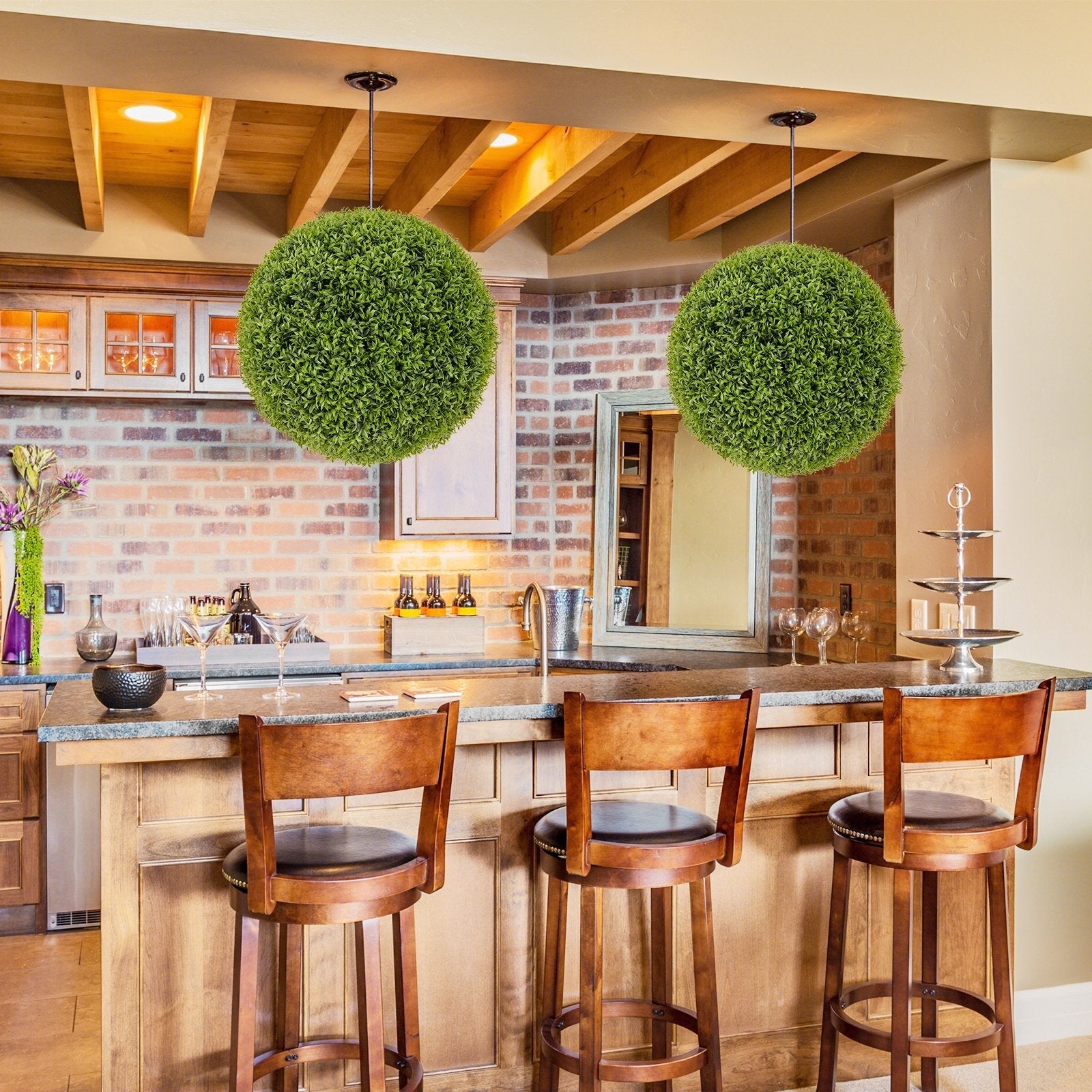 2 PCS 20 Inch Artificial Plant Boxwood Topiary Ball-M