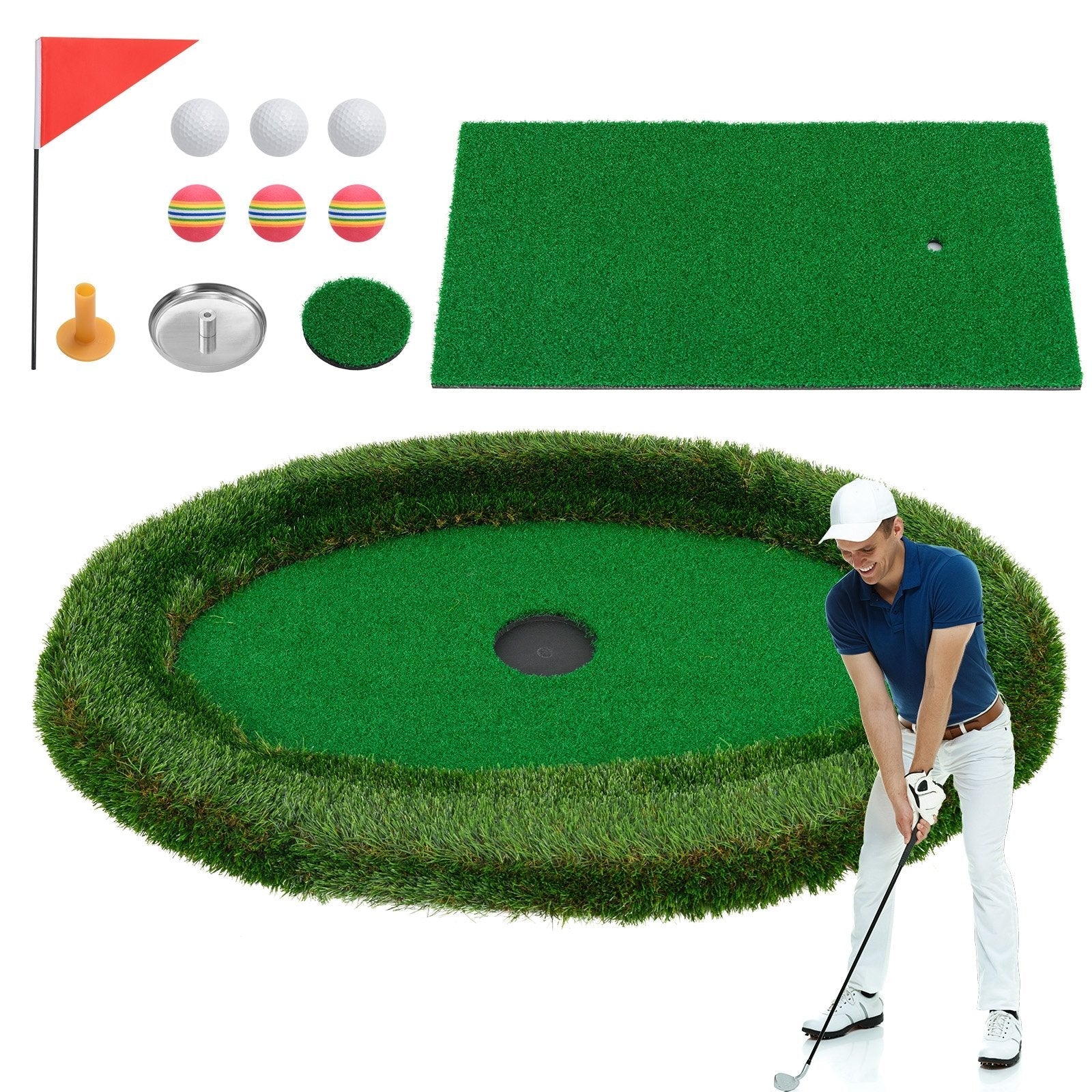 Floating Golf Green Oval Floating Chipping for Pool