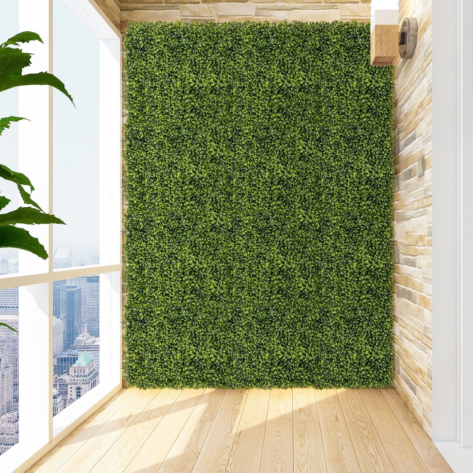12 Pieces 20 Inch x 20 Inch Artificial Hedge Boxwood Panel