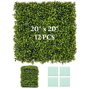 12 Pieces 20 Inch x 20 Inch Artificial Hedge Boxwood Panel