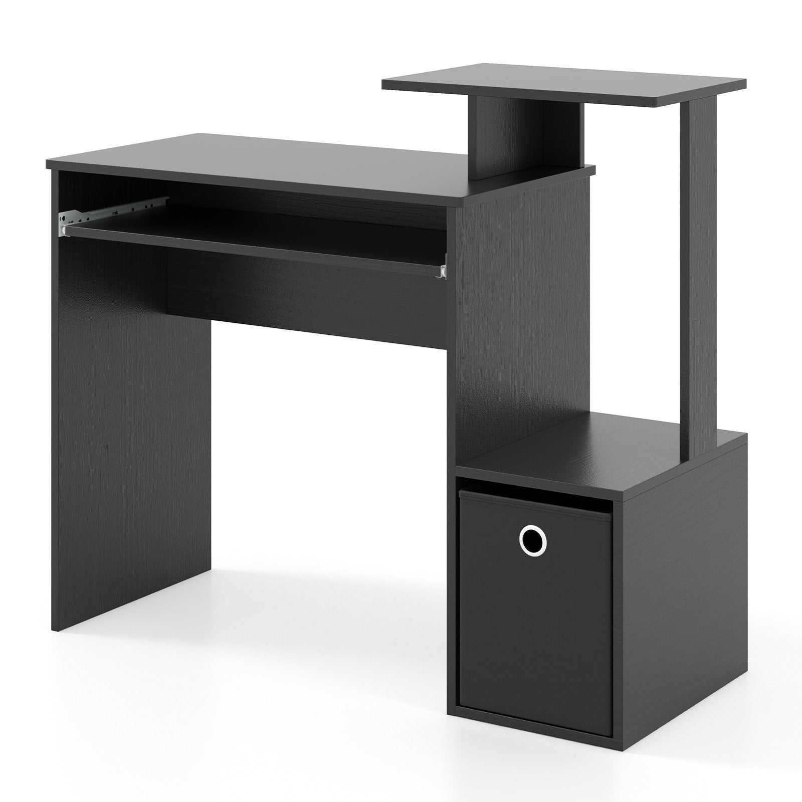 Space-saving Computer Desk with Pull-out Keyboard Tray-Black
