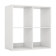 4 Cube Bookshelf with Back Guardrail for Living Room Bedroom-White