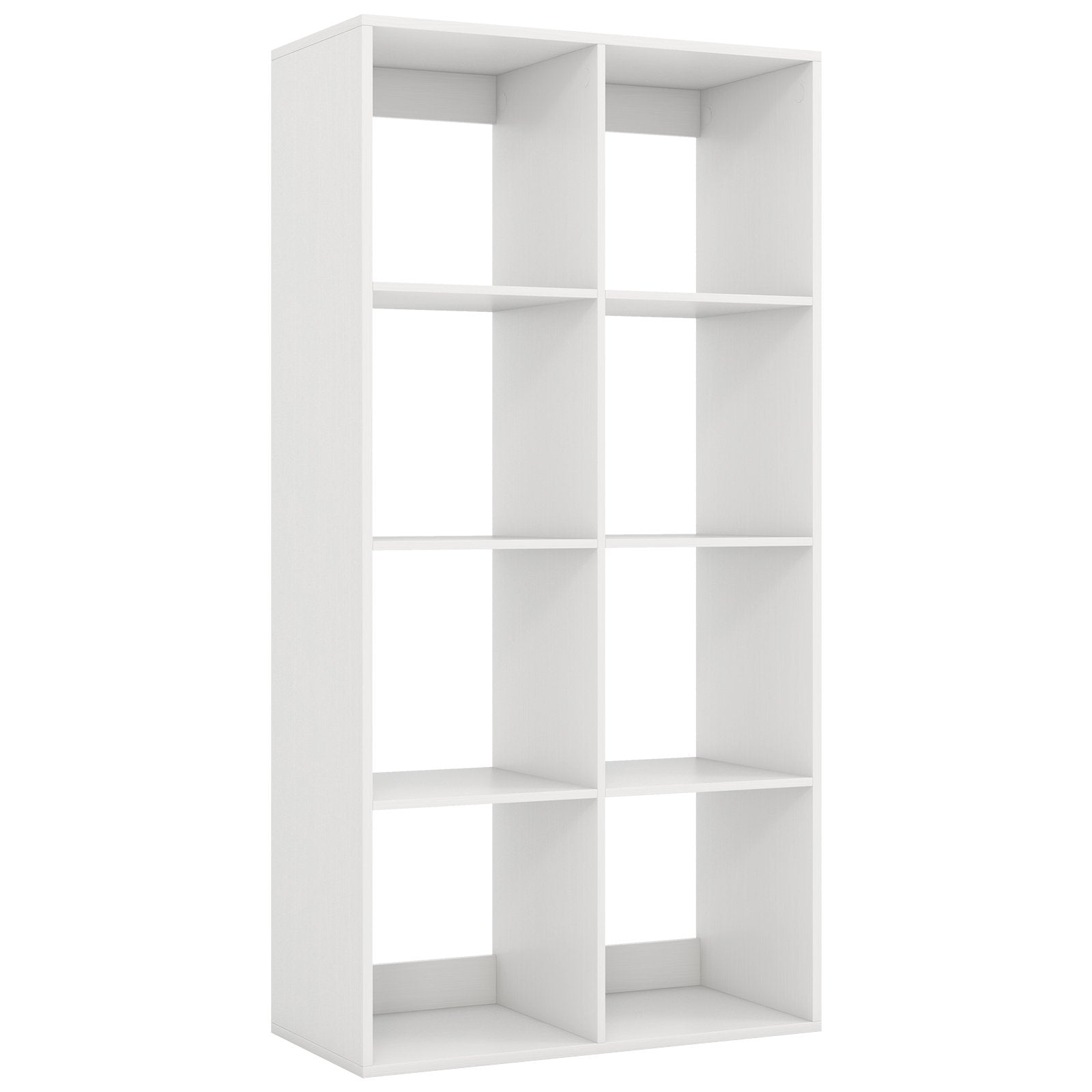 8 Cube Bookshelf with Back Guardrail for Living Room Bedroom-White