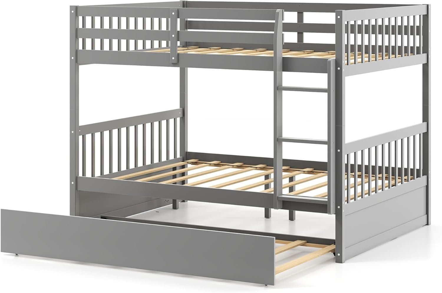 Full over Full Bunk Bed Platform Wood Bed-Brown