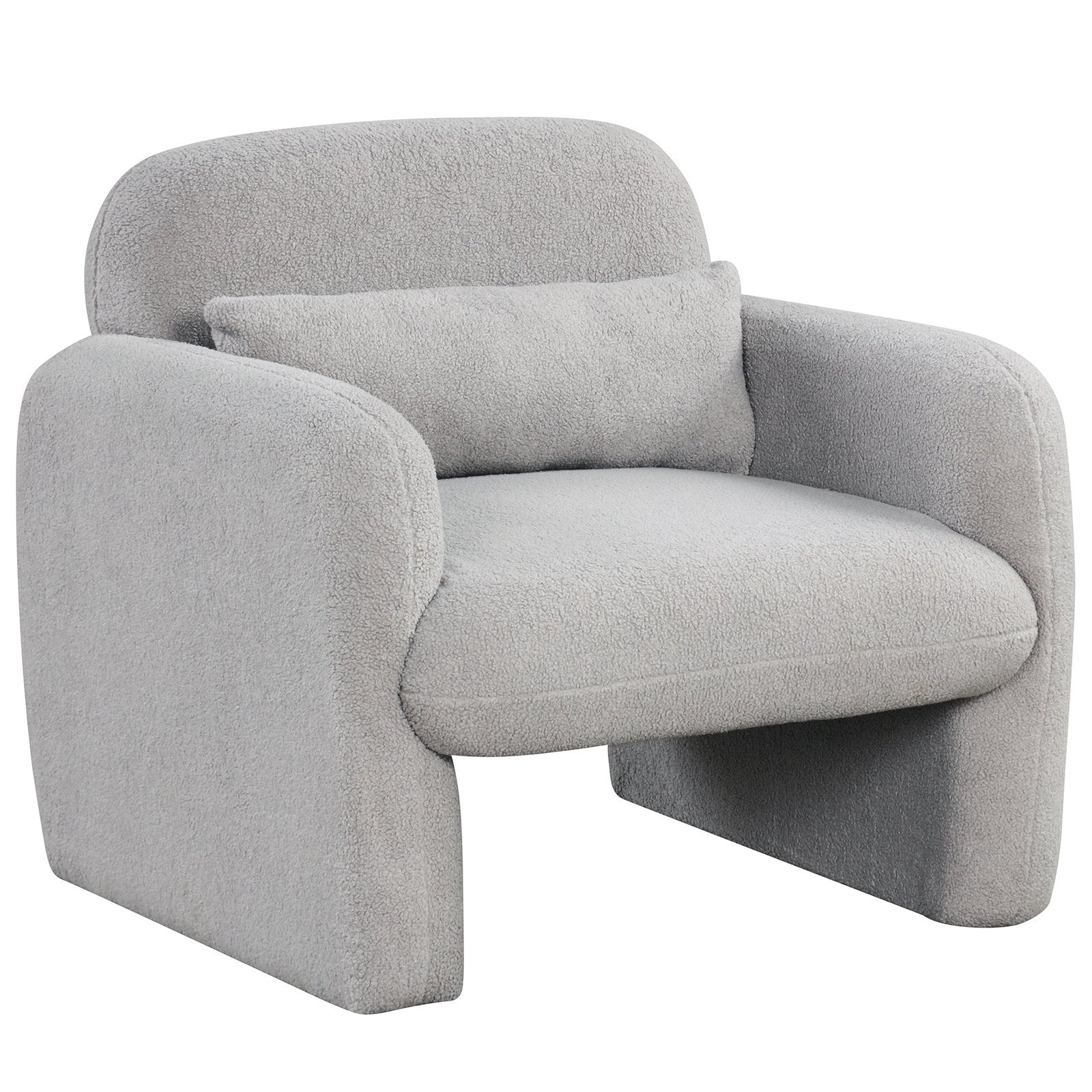Modern Accent Chair with Waist Pillow and Armrests for Living Room Bedroom-Beige