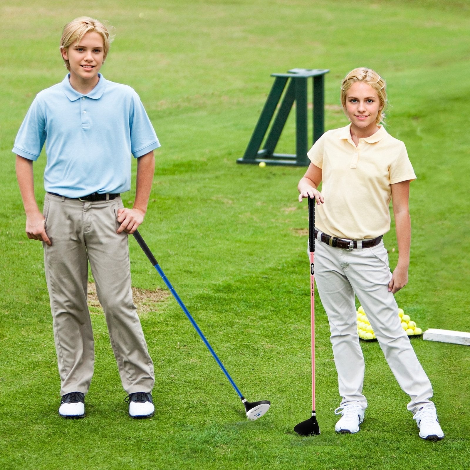 38 Inch 165CC Junior #3 Fairway Wood Golf Club with Fiberglass Shaft for Kids Ages 11-14-Blue