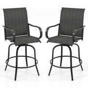 2 Pieces 360 Rotating Bar Stool Set with Armrests for Patio-Black