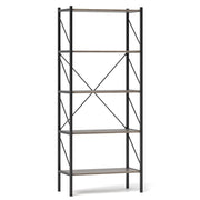 5-Tier Bookshelf with Open Shelves and Heavy Duty Metal Frame-Gray