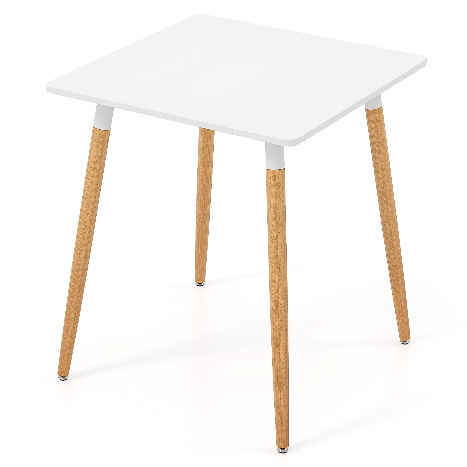 Square Dining Table with Adjustable Foot Pads for Dining Room Kitchen-White