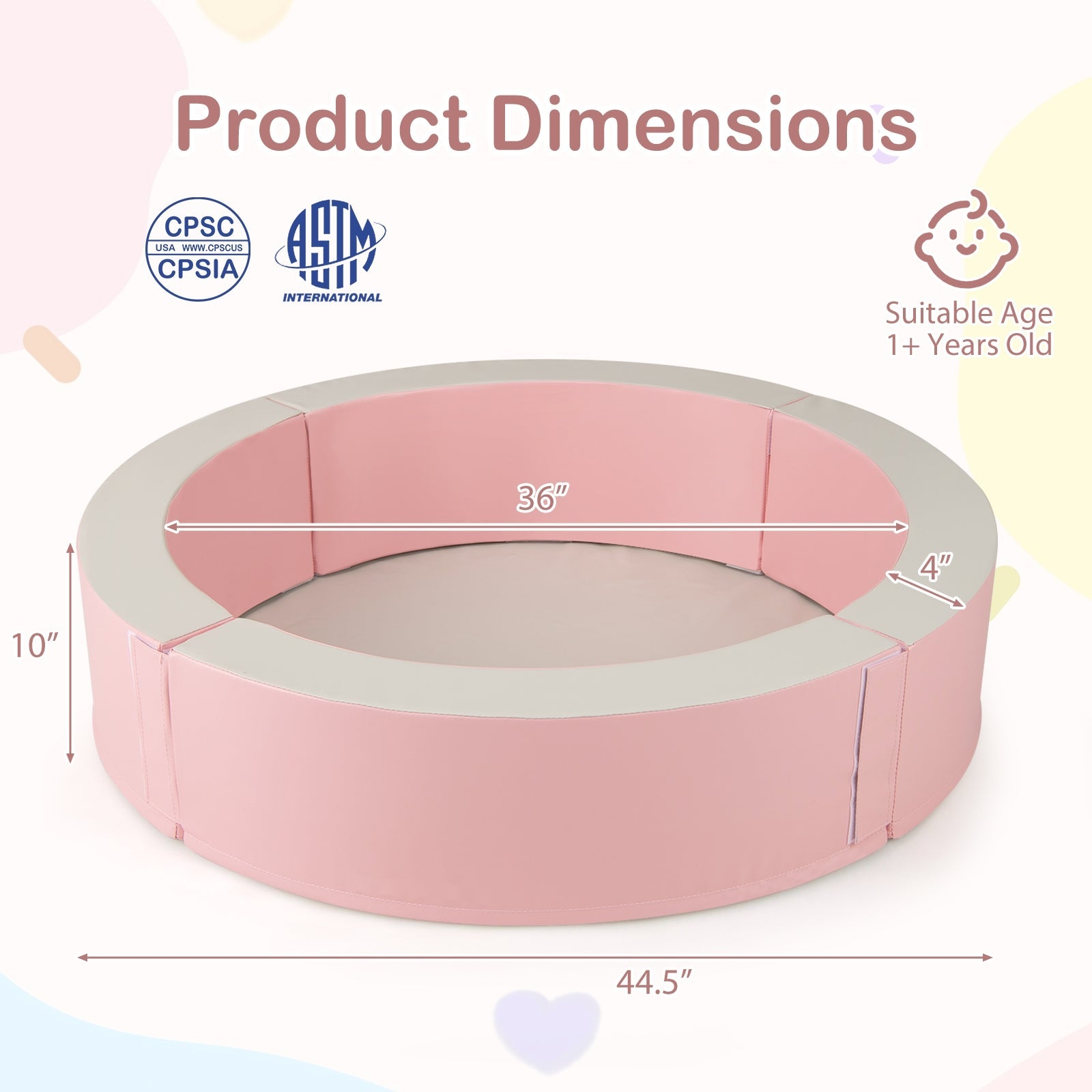 Detachable Foam Ball Pit with 50 Colorful Ocean Balls-Blue