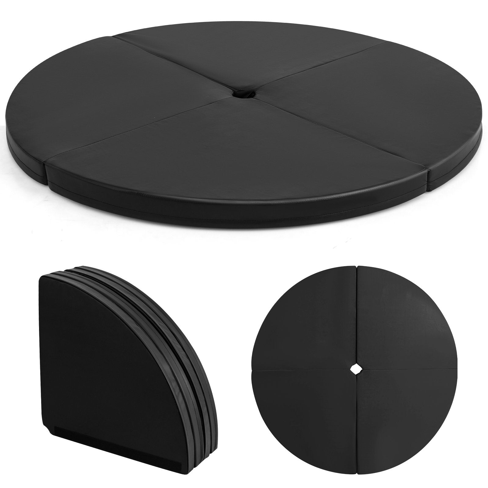 Pole Dance Crash Mat Round Portable Yoga Mat with EPE Foam-Black
