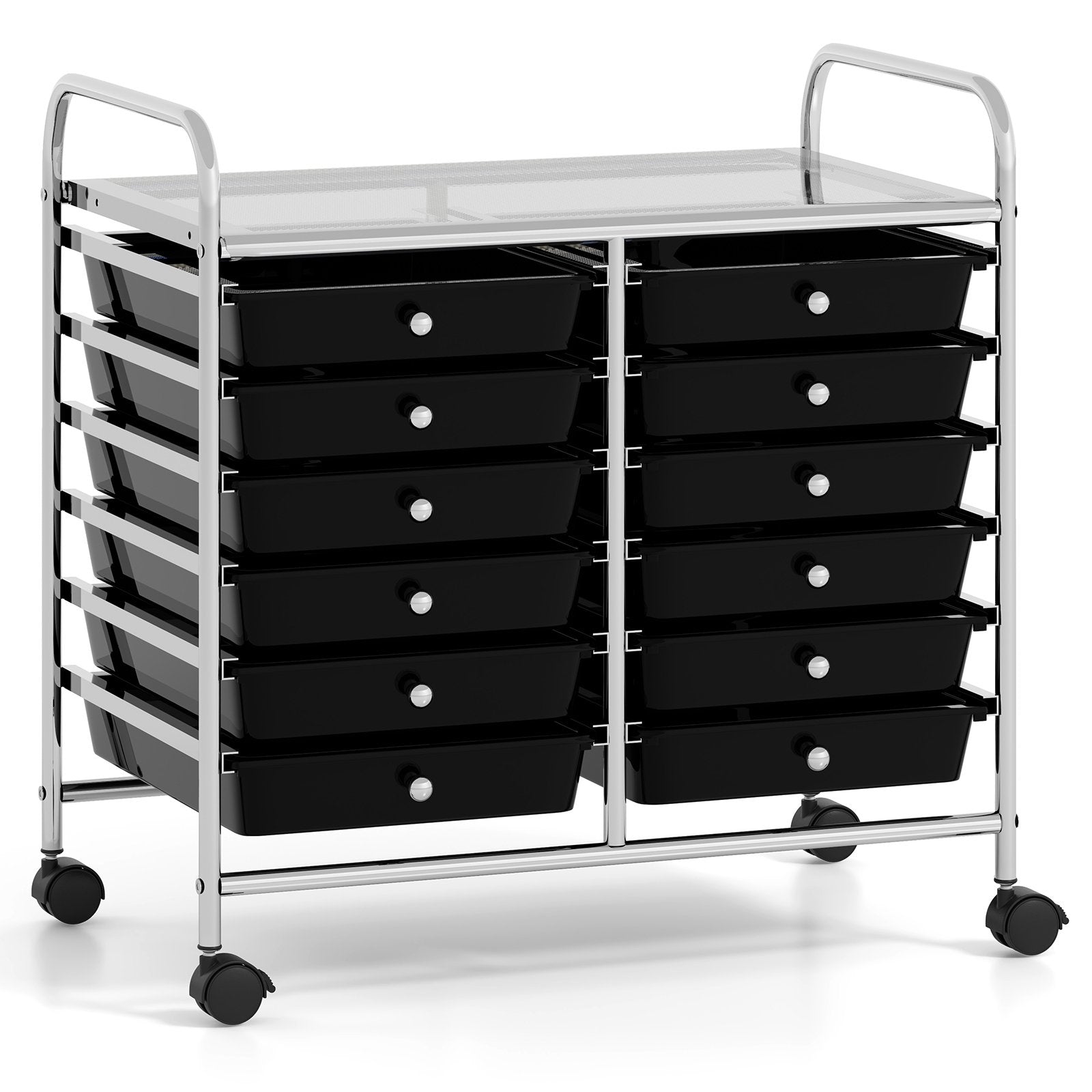 12 Drawers Rolling Storage Cart for Home and Office-Black