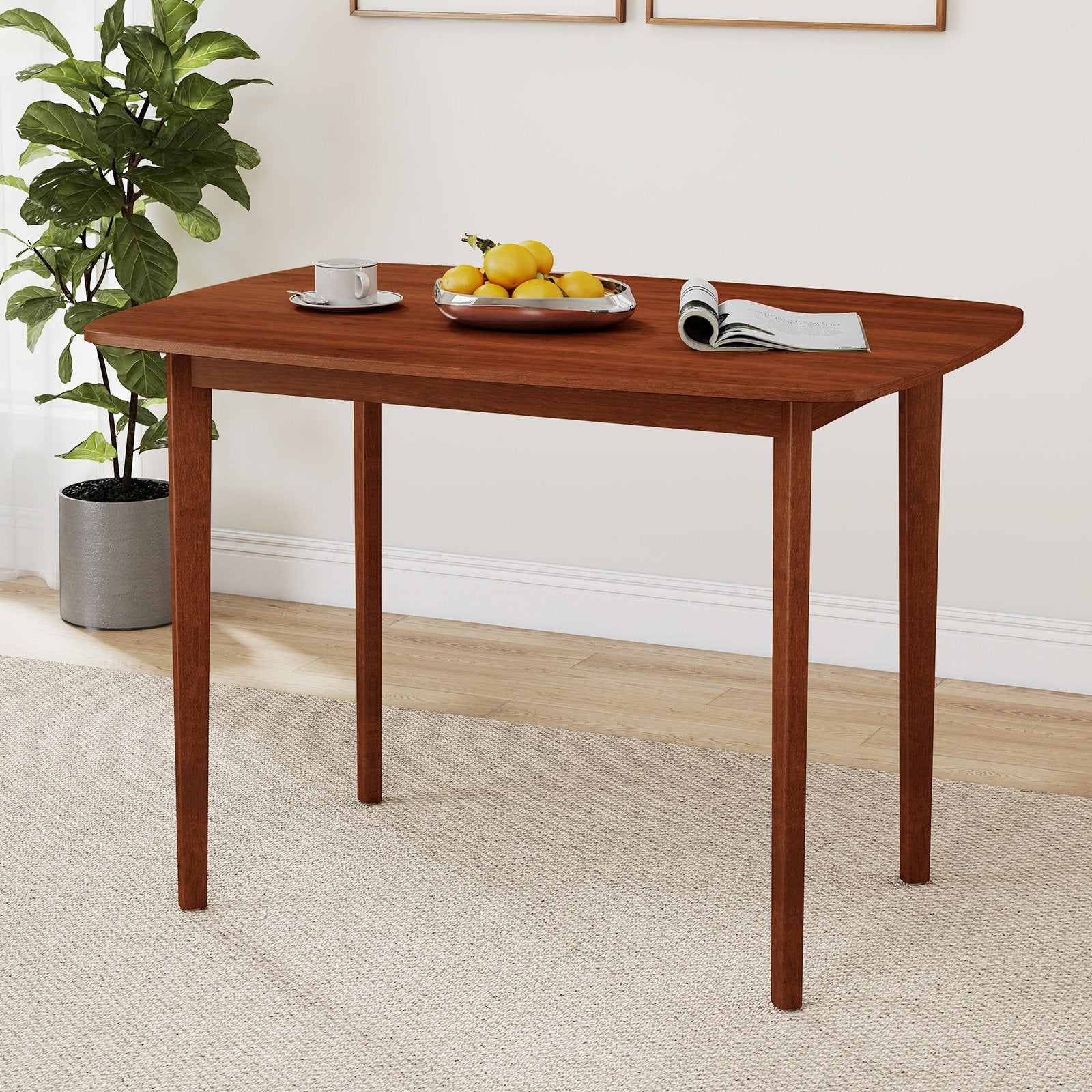 Wooden Dining Table for 2-4 People Kitchen Table with Rubber Wood Legs-Walnut