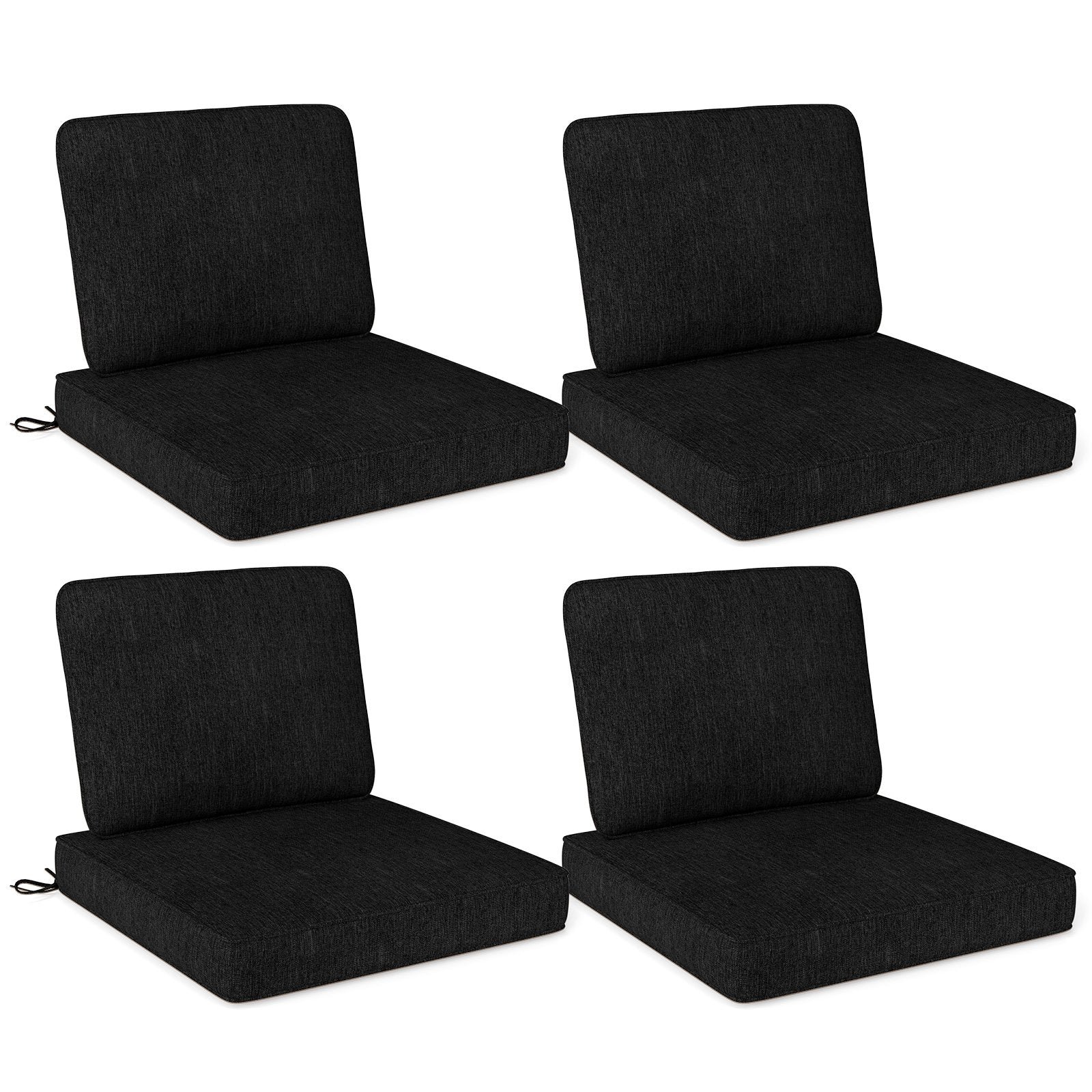 Set of 4 Outdoor Patio Cushion Set with Removable Covers-Black
