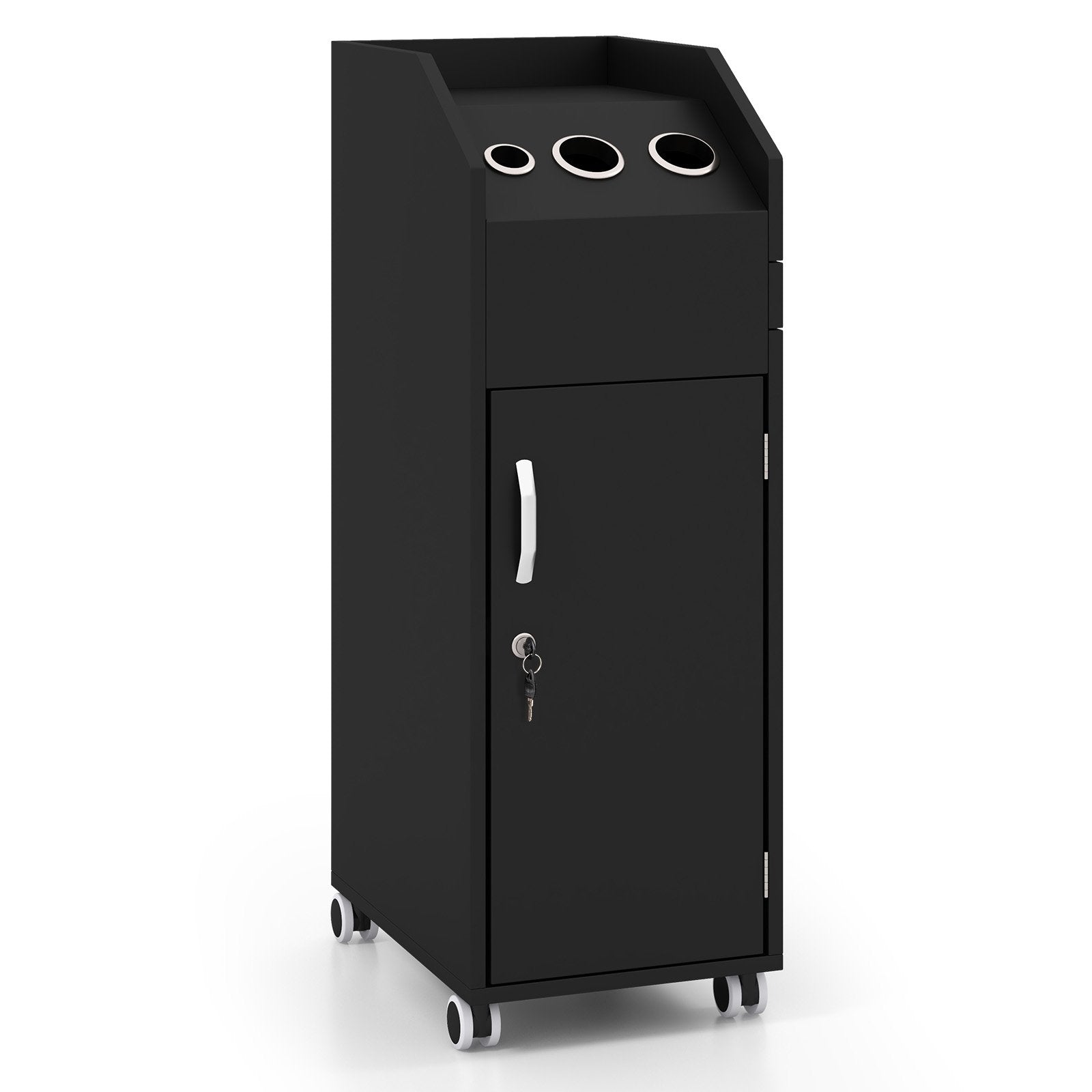 Salon Trolley Cart 360° Rolling Tool Cart Mobile Storage Station with 4 Lockable Wheels-Black