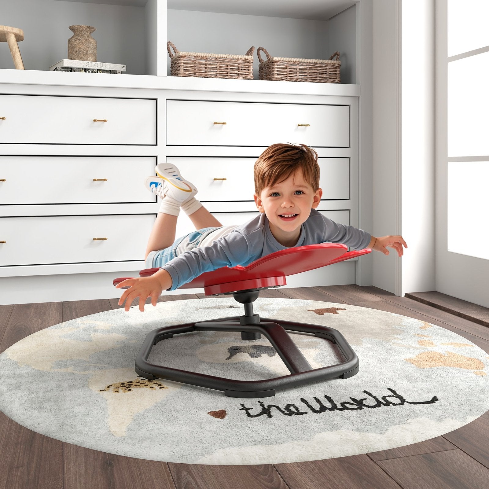 Kids Sensory Swivel Chair Elephant Petal 360° Spinning Chair-Blue