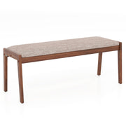 45 Inch Farmhouse Backless Bench with Rubber Wood Legs and Fabric Padded Seat-Beige