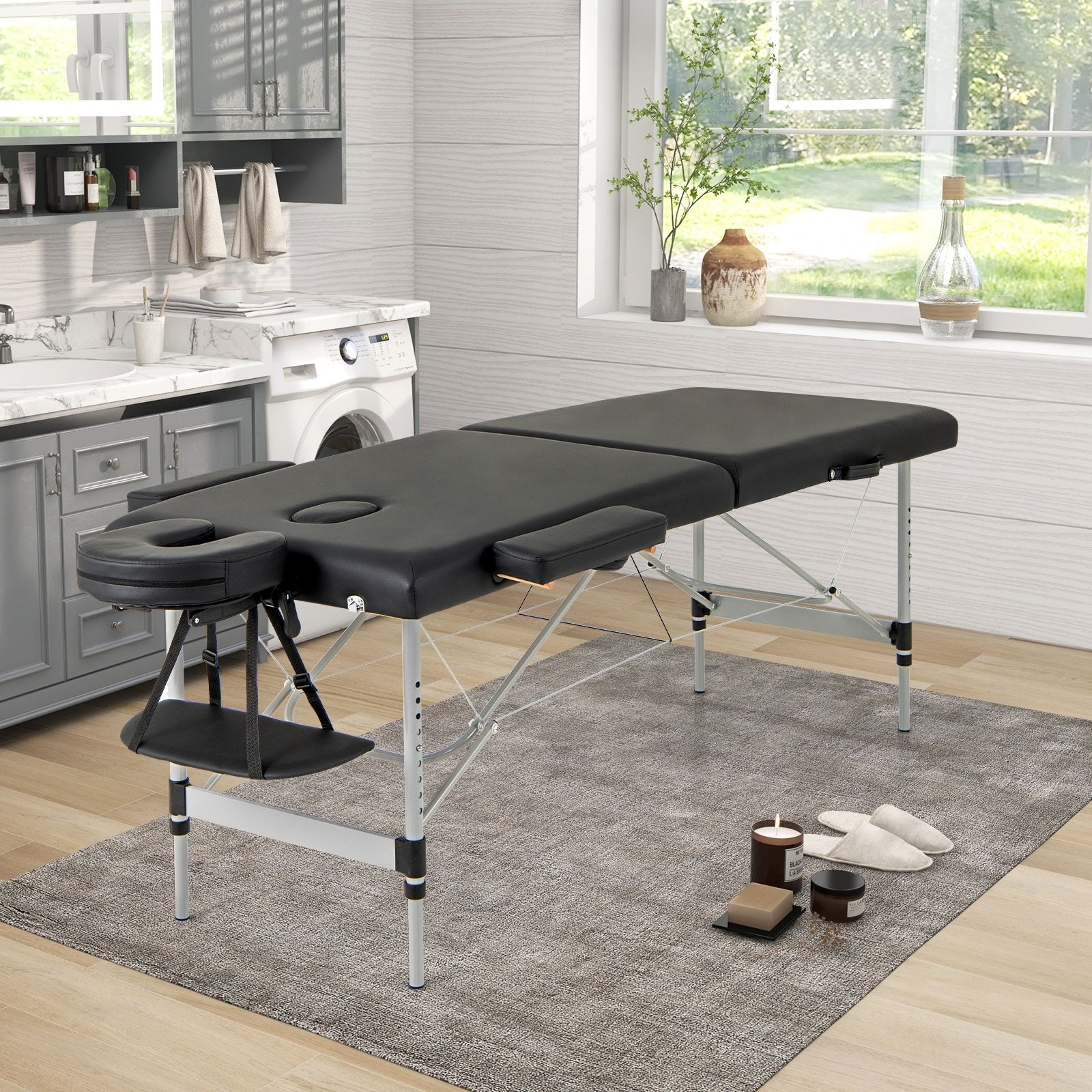 84 Inches Professional Massage Lash Bed with Carrying Bag-Black