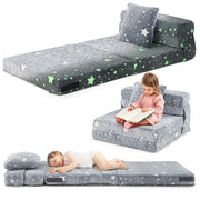 Kids Folding Sofa Bed Floor Mattress Glow in the Dark with Pillow-Gray