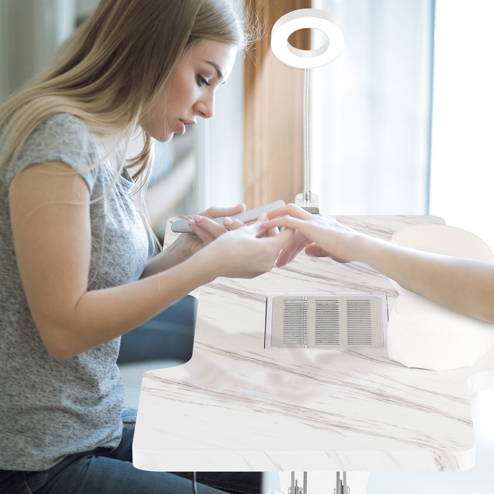 Folding Manicure Nail Table with Electric Dust Collector-Black