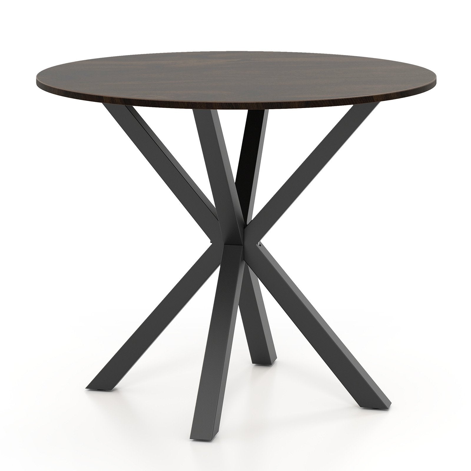 36 Inch Wood Dining Table with Intersecting Pedestal Base for 2-4 People-Black