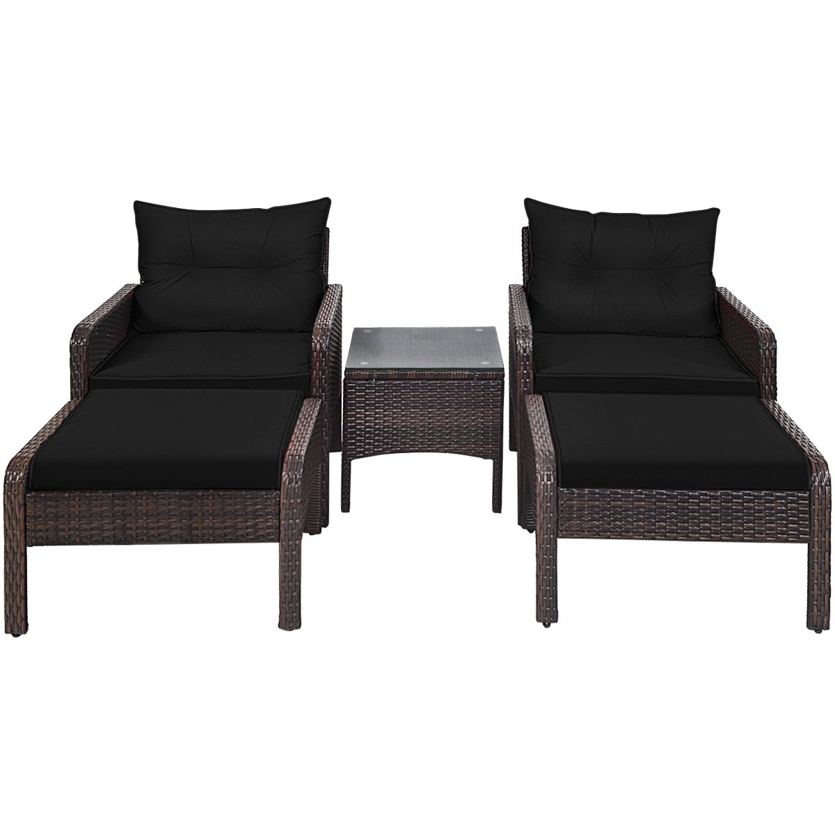 5 Pcs Patio Rattan Wicker Sofa Furniture Set