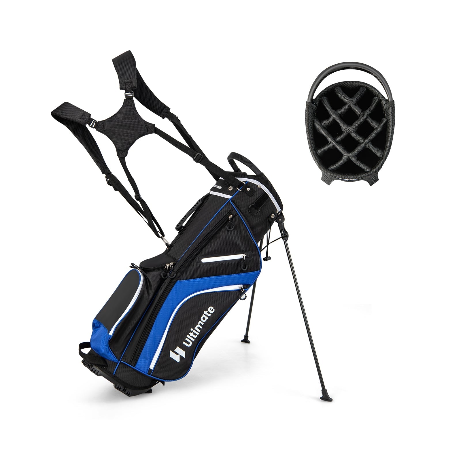Lightweight Golf Stand Bag with 14 Way Top Dividers and 6 Pockets-Blue