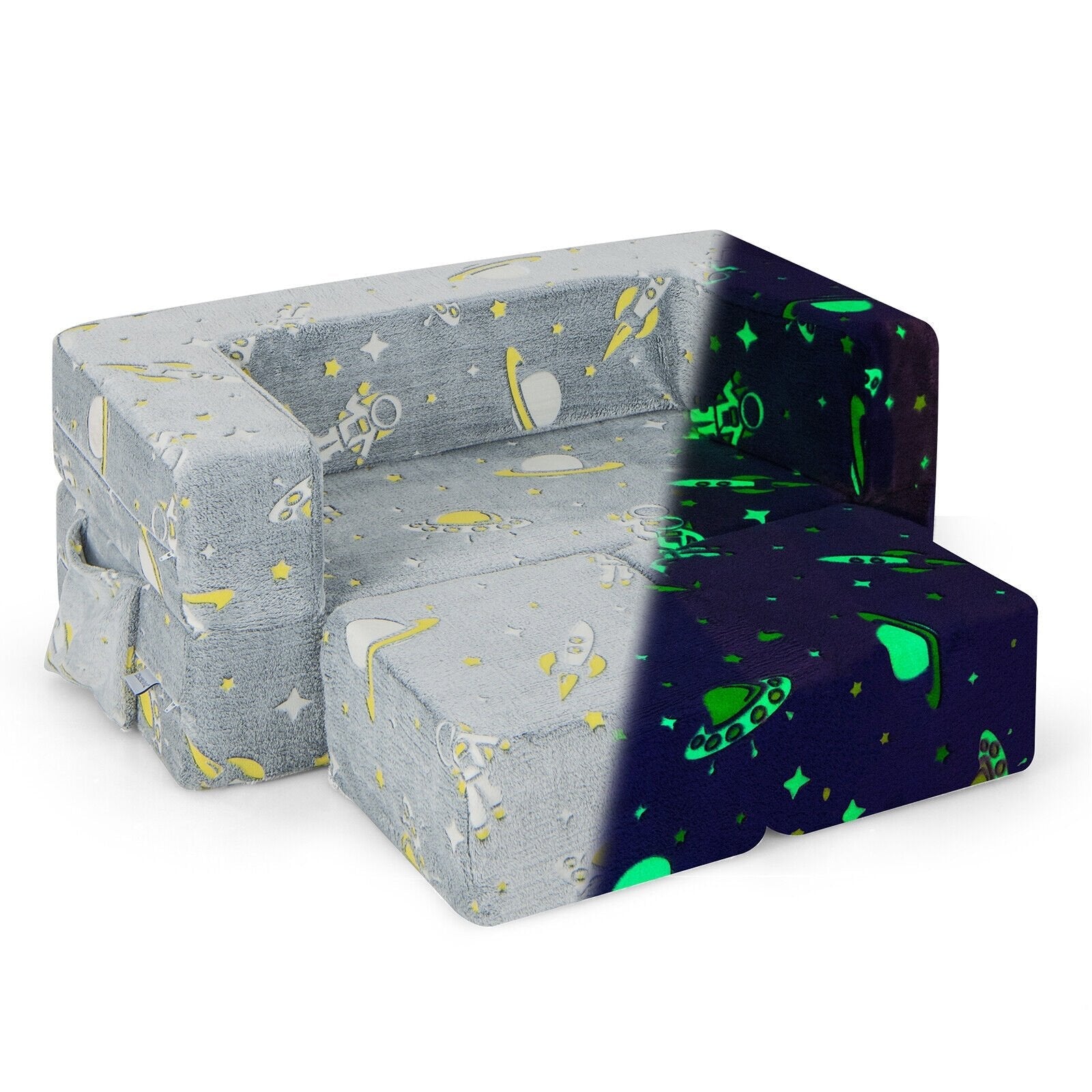 Kids Play Sofa with Ottoman and Removable & Machine Washable Cover-Gray