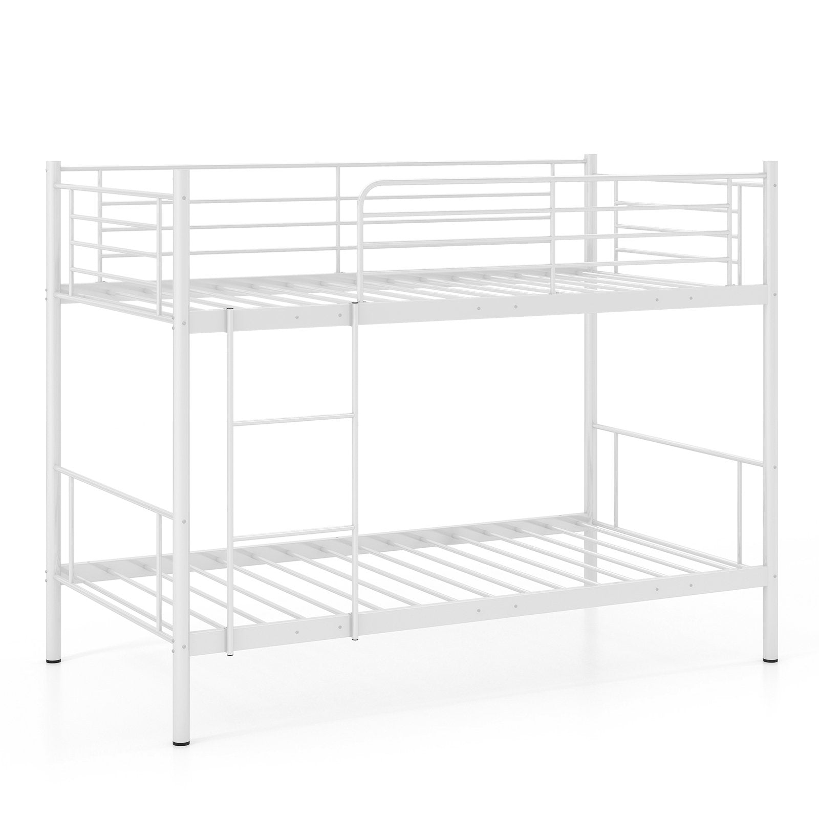 Metal Bunk Bed with Ladder and Full-length Guardrails-Black