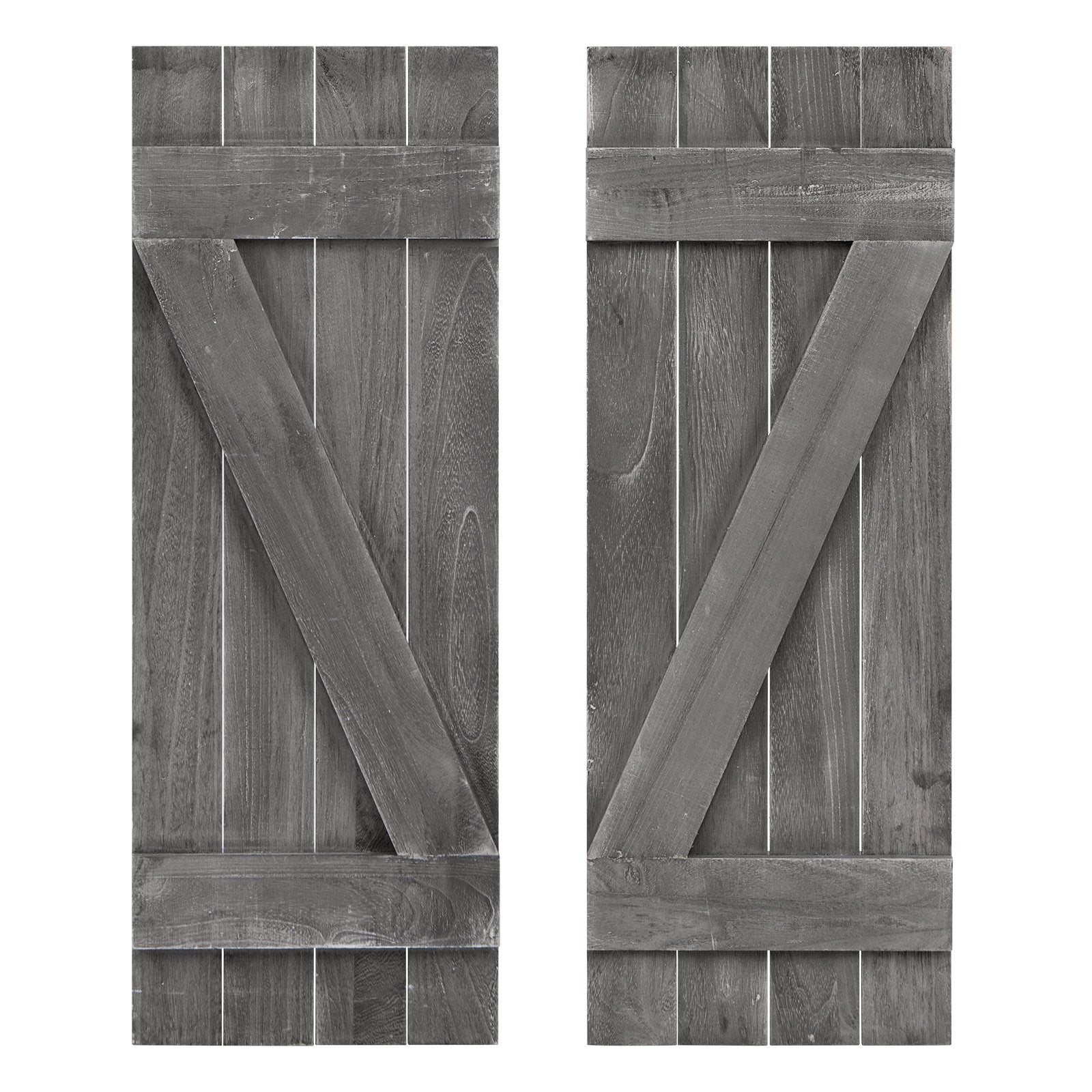 36 x 13 Inch Farmhouse Paulownia Wood Window Shutters Set of 2 for Windows-Dark Gray