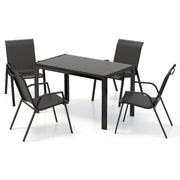 5 Piece Patio Rattan Dining Set with Heavy-Duty Metal Frame-Brown
