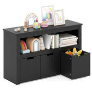 Kid Toy Storage Cabinet 3 Drawer Chest with Wheels Large Storage Cube Shelf-Black
